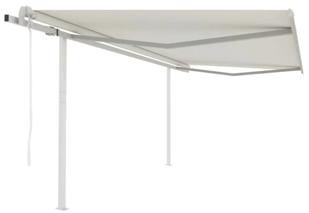 Tenda Da Sole Retrattile Automatica Con Pali 4,5x3 M Crema /