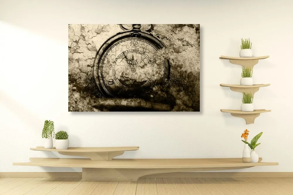 Quadro su tela – Orologi antichi in seppia