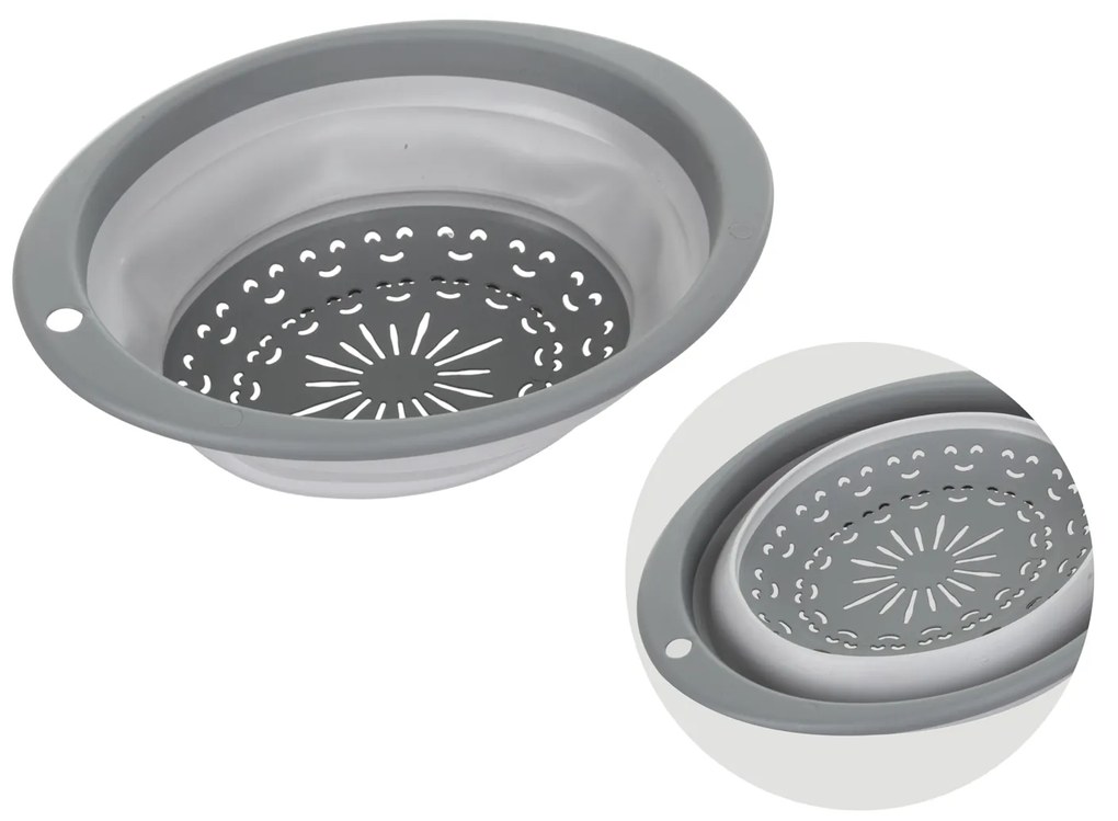 Scolapasta pieghevole salvaspazio tondo grigio