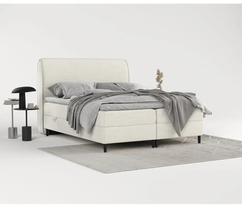 Letto boxspring crema con contenitore 200x200 cm Melba - Maison de Rêve