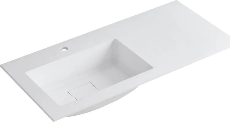 Lavabo a incasso rettangolare vasca a sinistra L 100.5 x H 15 x P 46 cm in resina bianco opaco