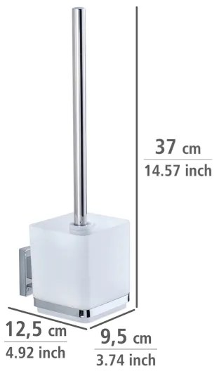 WENKO 22695100-WC spazzola per WC VACUUM-LOC QUADRO ED 9,5x37 cm argento/cromo lucido/trasparente