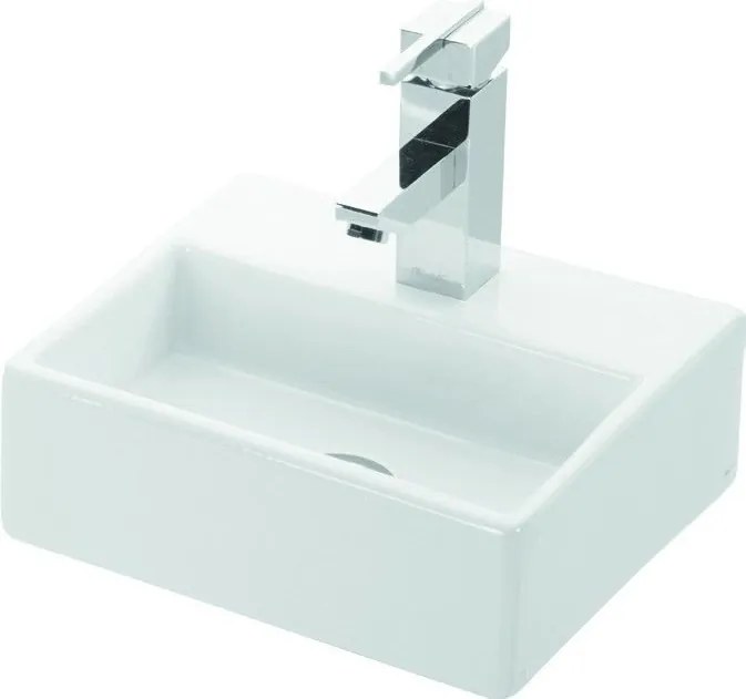 Mini lavabo bagno in ceramica bianca lucida | Litos-DF35 - KAMALU