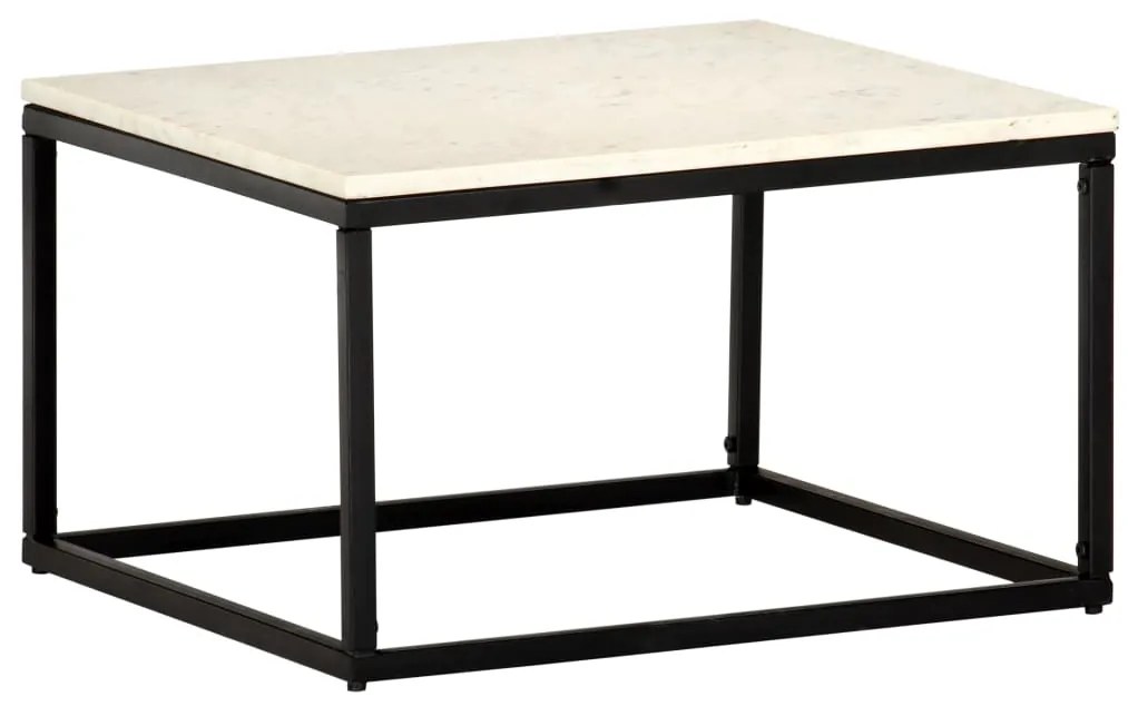 Tavolino Da Salotto Bianco 60x60x35cm Pietra Vera Testura Marmo /