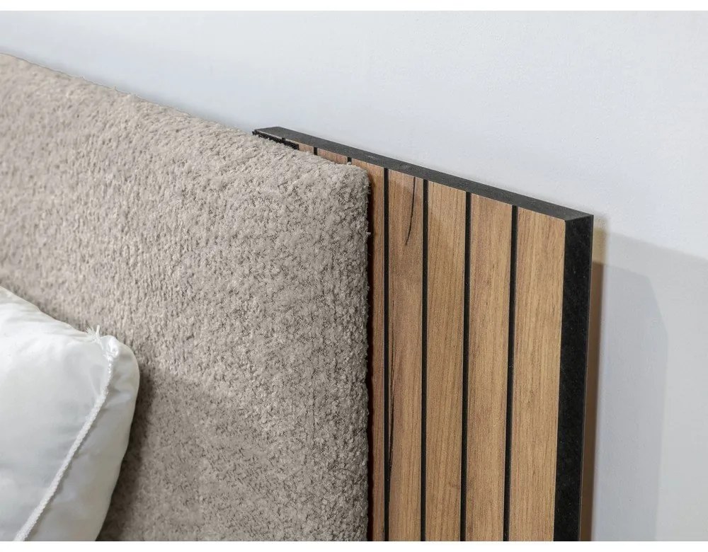 Letto matrimoniale in grigio chiaro con rete inclusa 140x190 cm Lior – Bobochic Paris