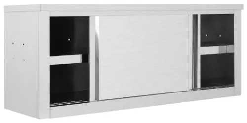Armadio da Cucina ad Ante Scorrevoli 120x40x50cm Acciaio Inox