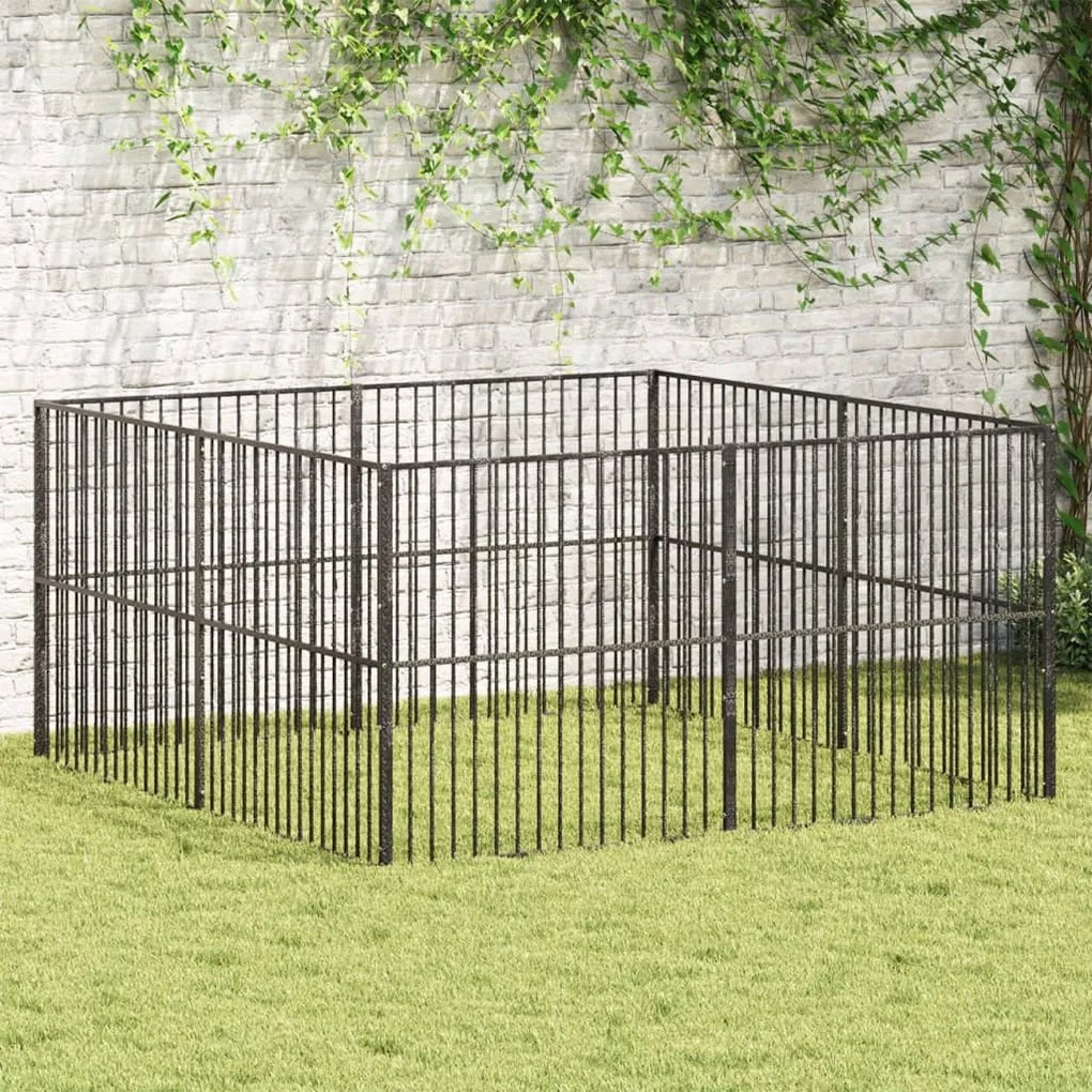 Box per cani 8 pannelli nero acciaio zincato