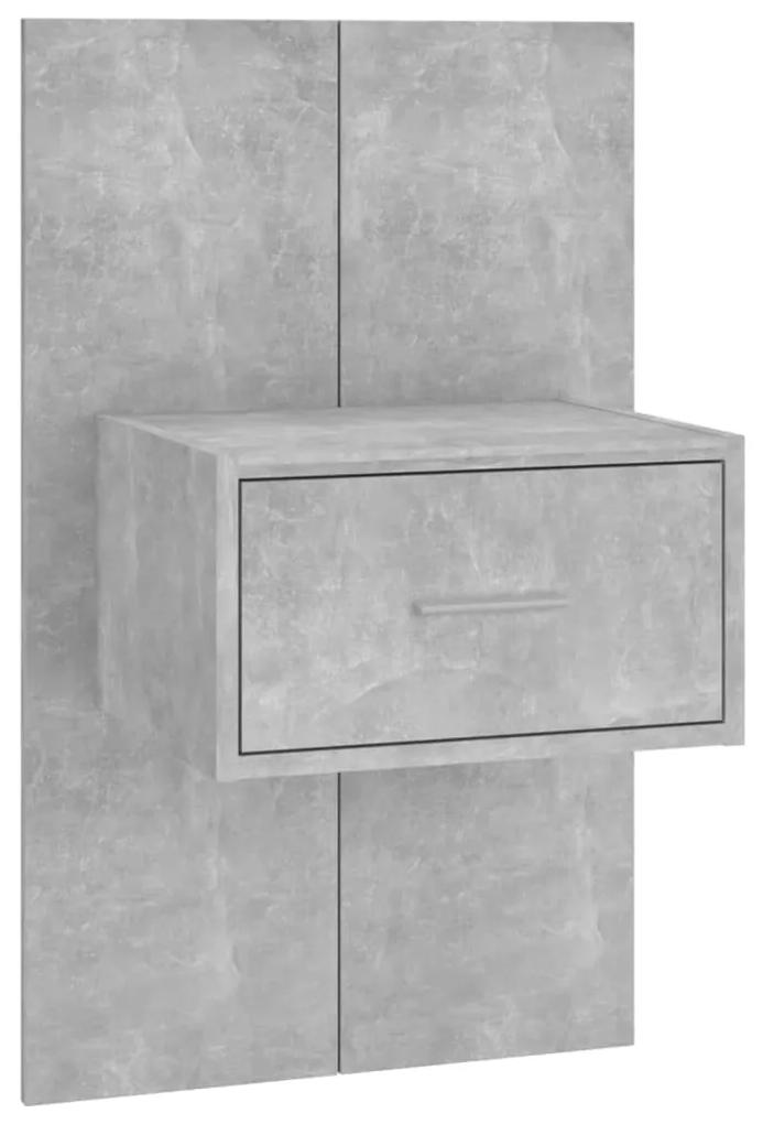 Comodini a muro 2pz grigio cemento in legno ingegnerizzato