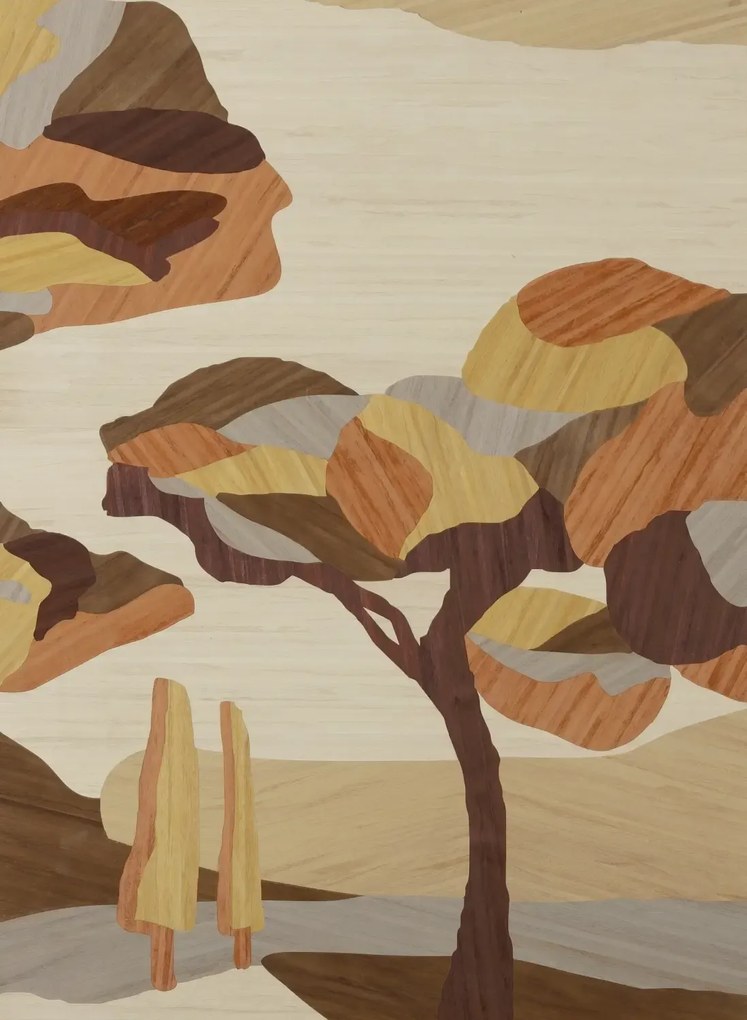 Arte Carta da parati panoramica Under The Sycamore Tree - Mahogany Wood
