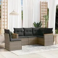 Set Divano da Giardino 5 pz con Cuscini Grigio in Polyrattan 3258378