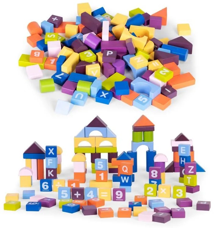 Set di costruzioni educative in legno per bambini - 108 pezzi colorati