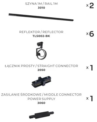 Zuma Line 3028 - Faretto per sistema a binario MASTER 6xGU10/10W/230V nero