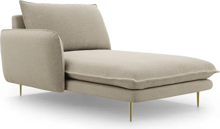 Chaise longue Vienna in tessuto strutturato con gambe oro – L170cm