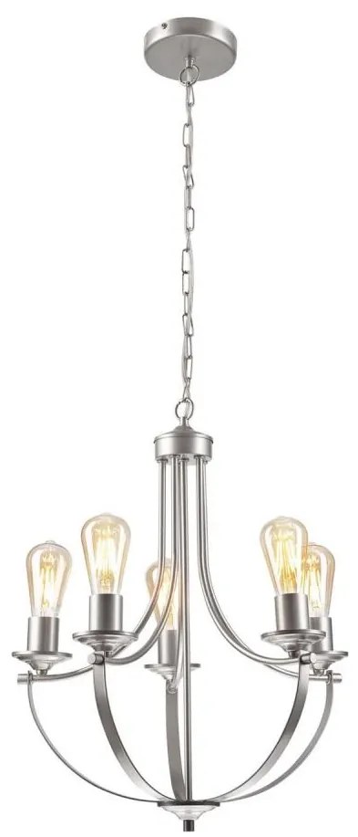 Lampadario a sospensione con catena GINA 5xE27/60W/230V cromo