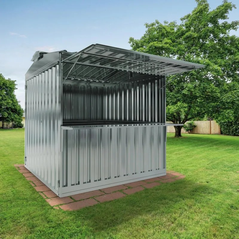 Chiosco in acciaio zincato 2.7 x 2.7 m, superficie esterna 7.42 m² e spessore parete 40 mm, senza pavimento porta a due ante, SAPIL Daikiri