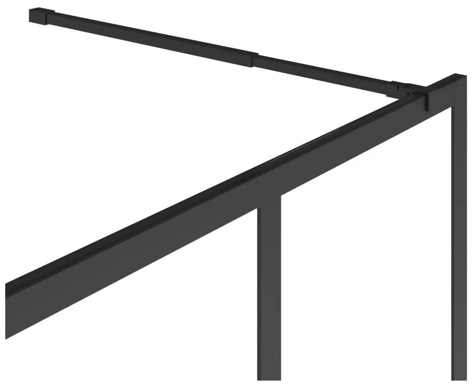Parete per doccia walk-in 100 x 200 cm Nero opaco Stile atelier - URBANIK