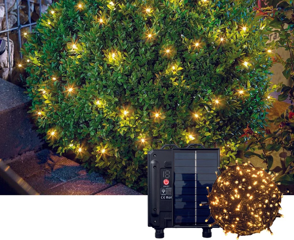 Catena Luci da esterno ad Energia Solare 100 led Bianco Caldo