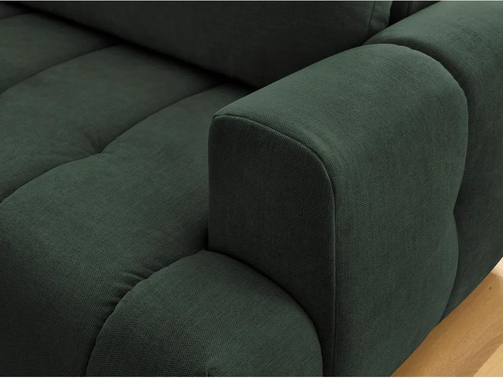 Divano angolare verde allungabile e con contenitore (penisola a sinistra/a L) con rivestimento in ciniglia Fuji – Bobochic Paris