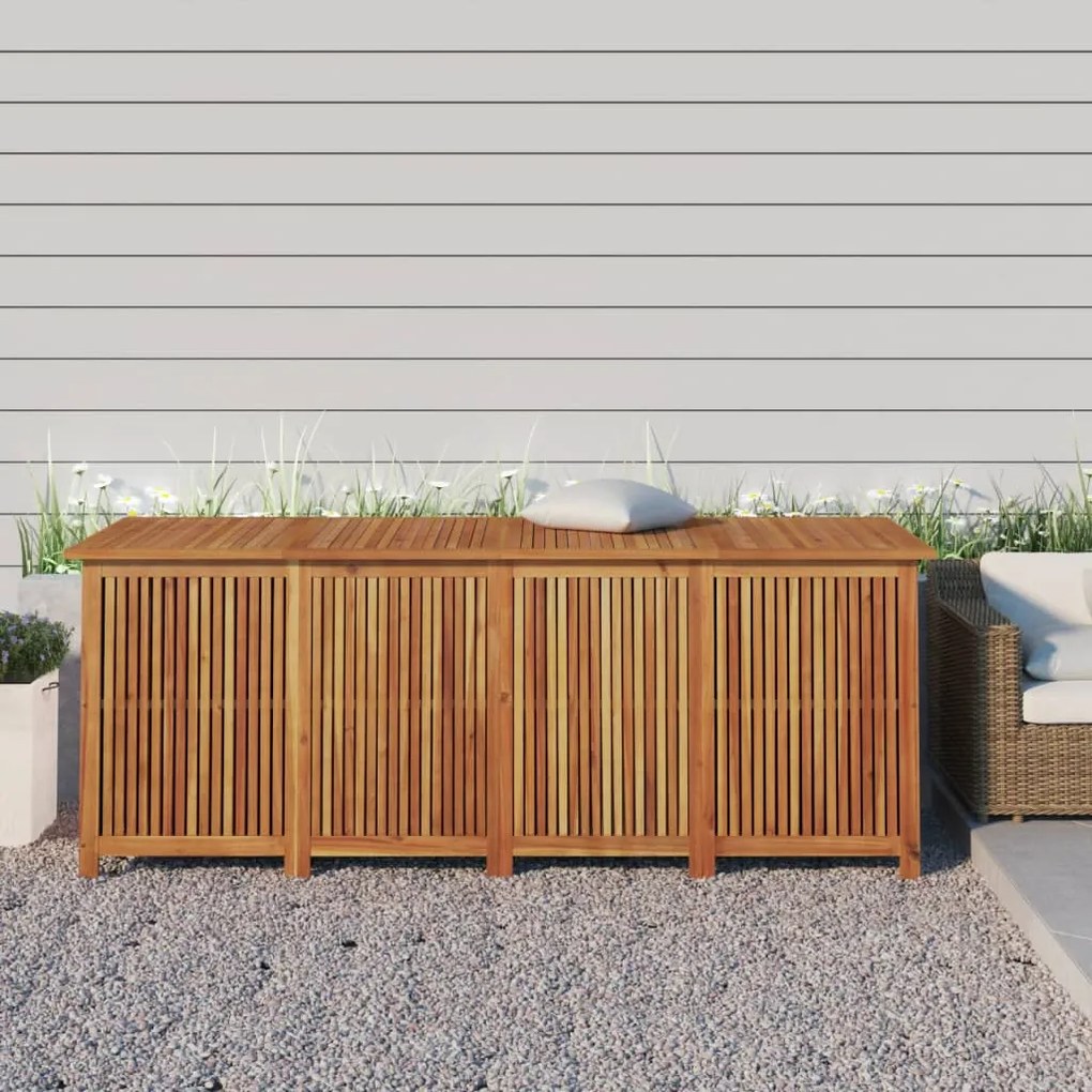 Contenitore Da Giardino 200x80x75cm İn Legno Massello Di Acacia /