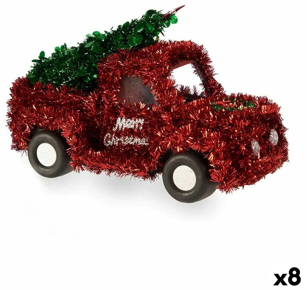 Statua Decorativa Flatbed truck Tinsel Rosso Verde polipropilene PET 15 x 18 x 27 cm (8 Unità)