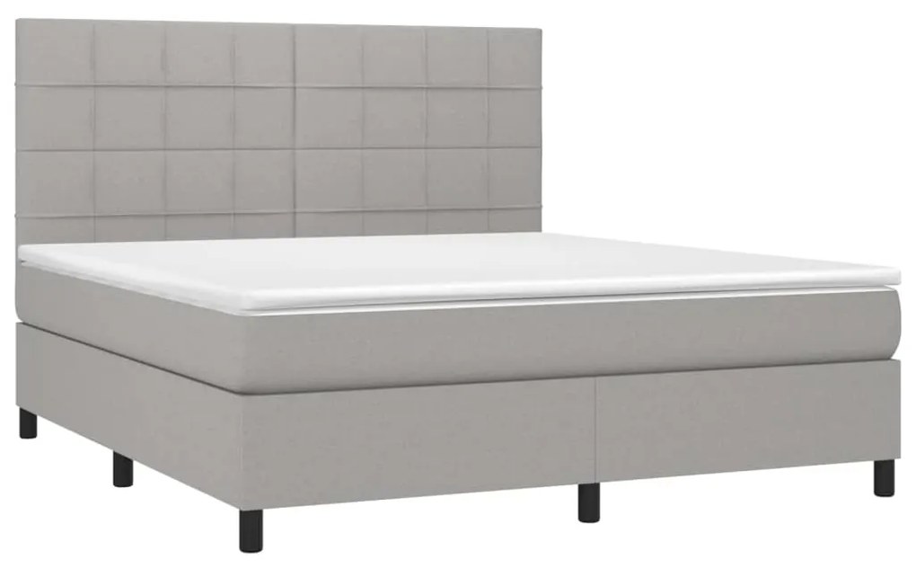 Letto a Molle Materasso e LED Grigio Chiaro 160x200 cm Tessuto