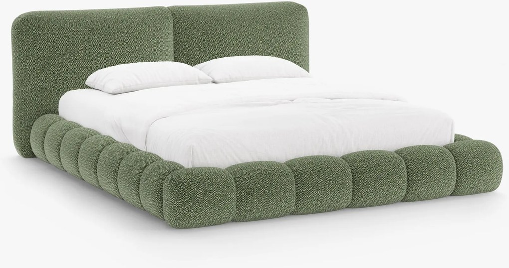 Letto imbottito Solange con contenitore in chenille Silencio – 200x200 cm
