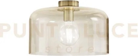 Plafoniera gibus ambra 1 luce attacco e27 35x35x23cm in vetro soffiato