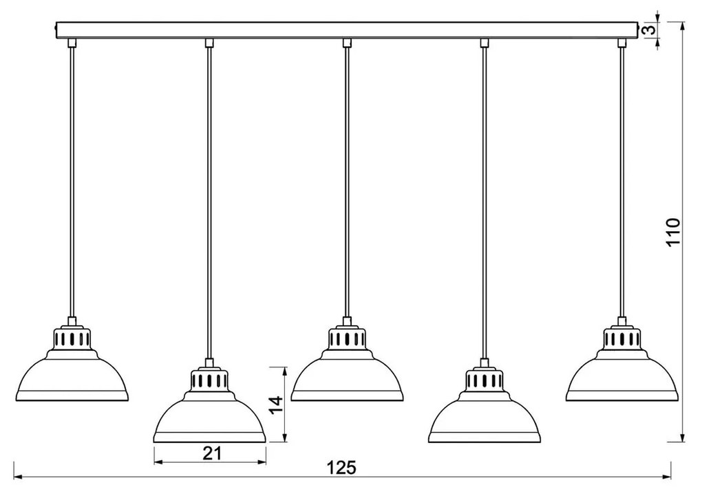 Luminex Lampada a sospensione Sven, a 5 luci, beige, acciaio