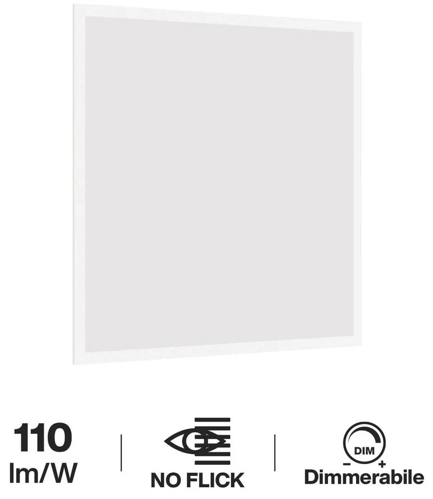 Pannello LED Incasso 60x60 40W IP40 110lm/W No Flickering - DIMMERABILE Colore Bianco Caldo 2.700K