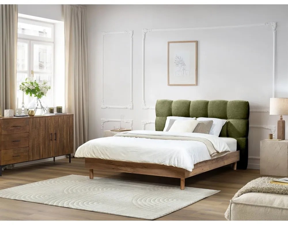 Letto matrimoniale imbottito verde rete inclusa 160x200 cm Kumo - Bobochic Paris