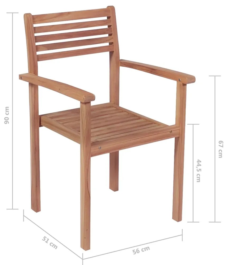 Sedie da Giardino Impilabili 8 pz con Cuscini Massello di Teak