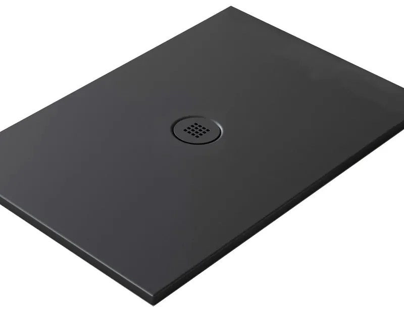 Piatto doccia in ceramica extra slim nero L 140 x L 80 cm opaco
