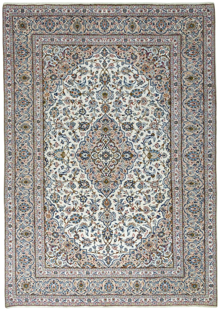 Kashan Tappeto 290x410 Beige (Iran) Annodato A Mano