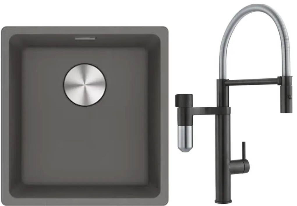 Set rubinetto da cucina Franke Vital Semi-Pro 120.0621.313, lavello in granito Franke Maris 125.0698.001