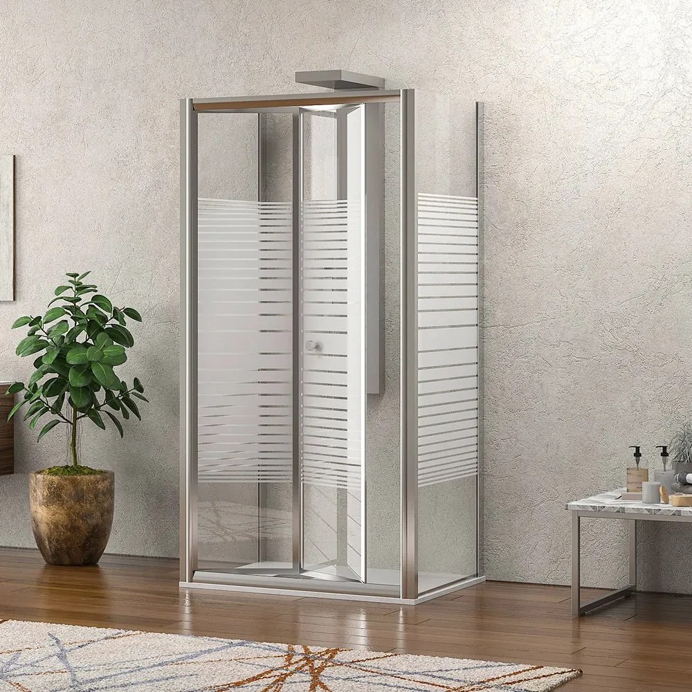 Box doccia 3 lati 90x80x90 a libro vetro serigrafato altezza 180h| KM4000S - KAMALU