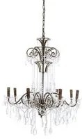 Lampadario Sospensione 6 Luci Shabby Chic Elegante Metallo Vetro Blanc Maricl