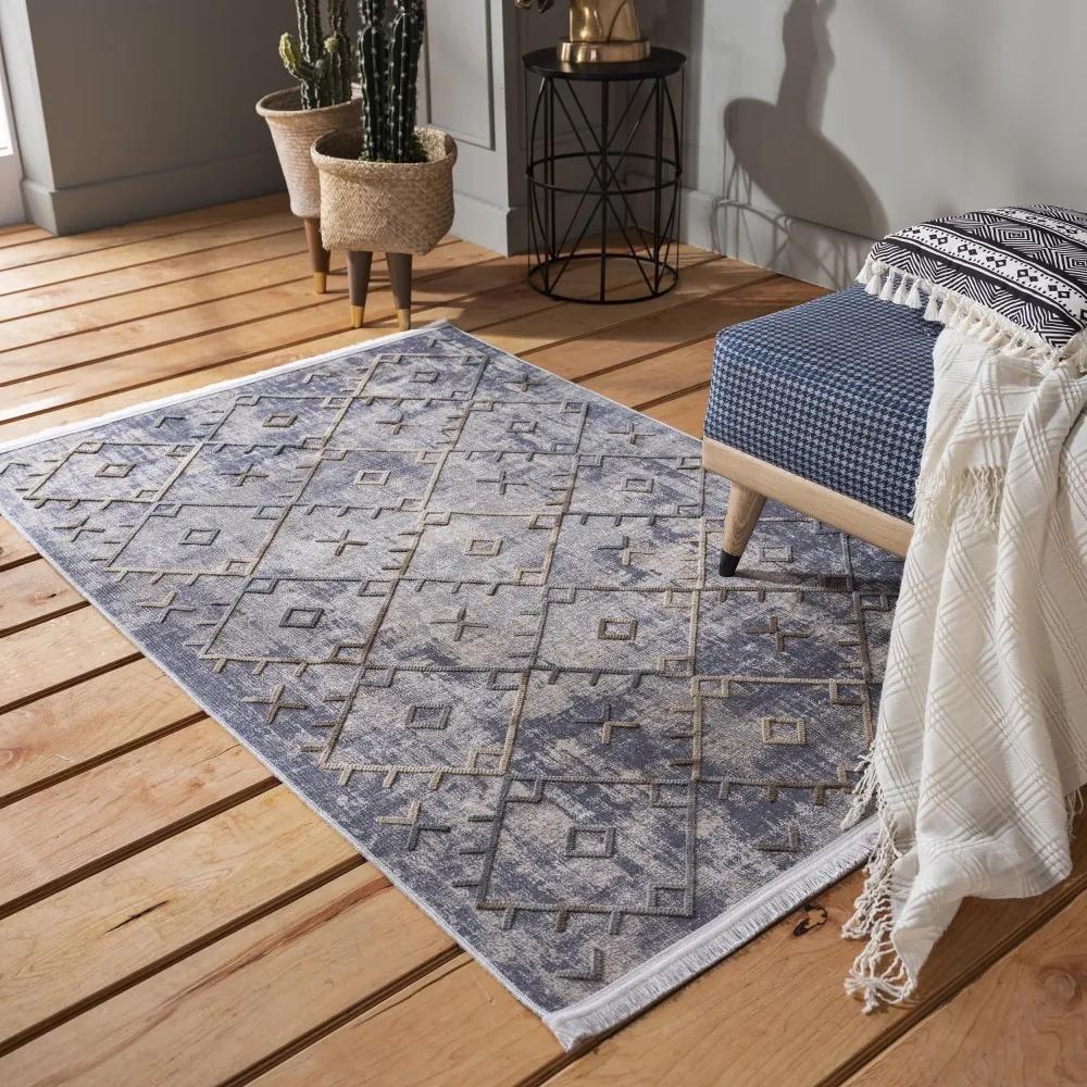 Moderno tappeto grigio con nappe in stile scandinavo Larghezza: 80 cm | Lunghezza: 150 cm