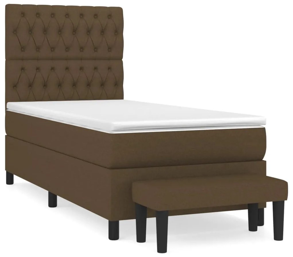 Giroletto a molle con materasso marrone scuro 90x190cm tessuto