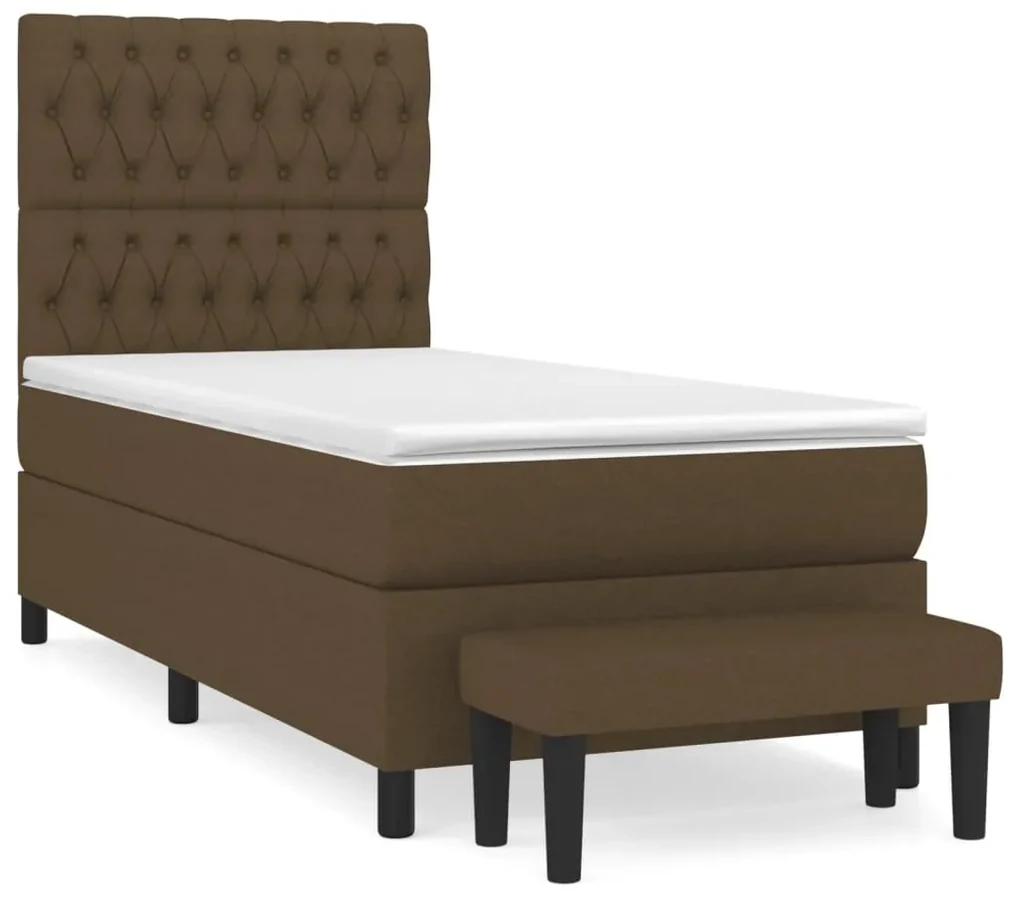 Giroletto a molle con materasso marrone scuro 90x190cm tessuto