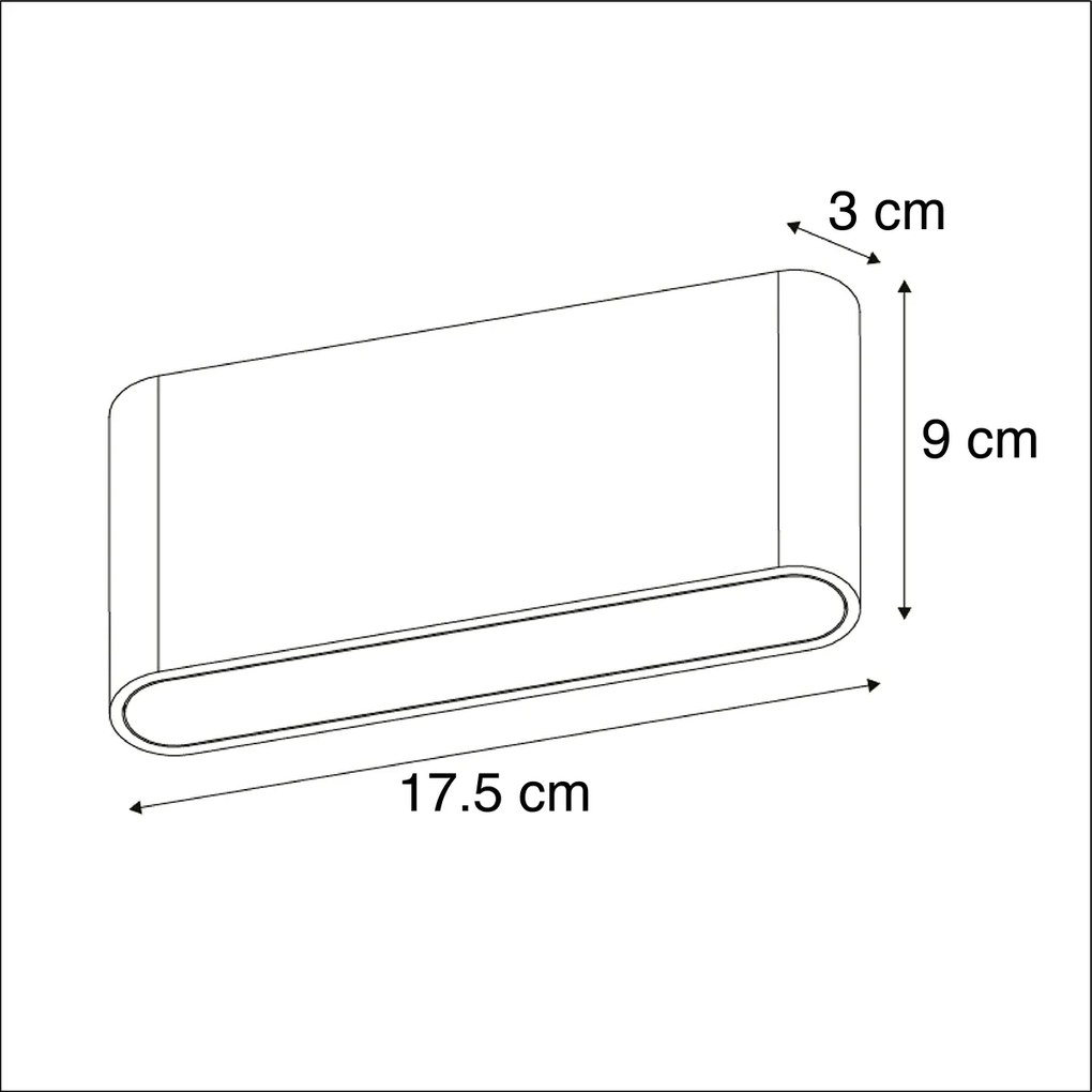 Set di 2 Applique da Esterno Grigio Scuro 17,5 cm Incl. LED - Batt