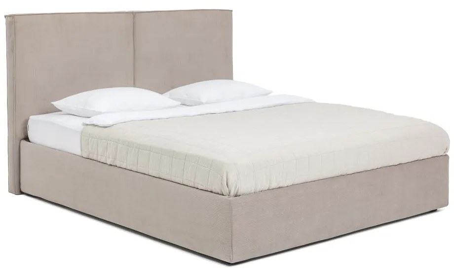 Letto matrimoniale imbottito grigio tortora con contenitore con rete inclusa 180x200 cm Thessa Bold – Bonami Selection