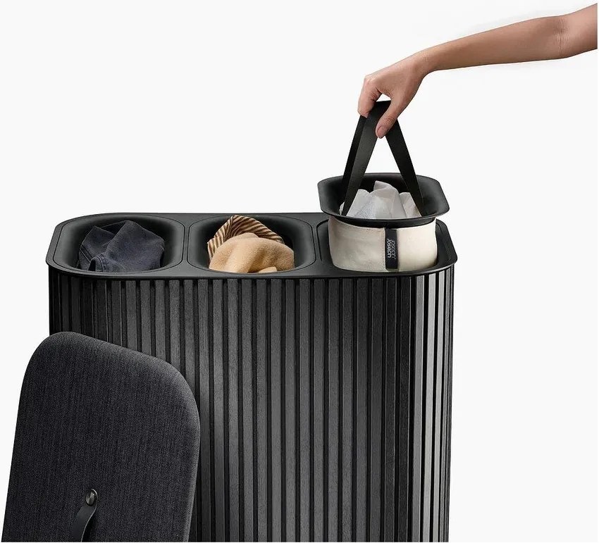 Cesta per il bucato nera in bambù 3x30 l Tota Trio Luxe – Joseph Joseph