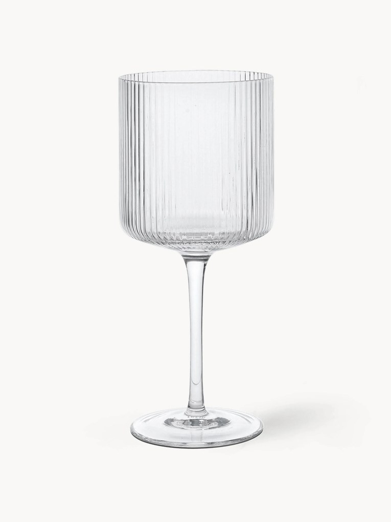 Set di 2 bicchieri da vino rosso in vetro soffiato con scanalatura in rilievo Ripple