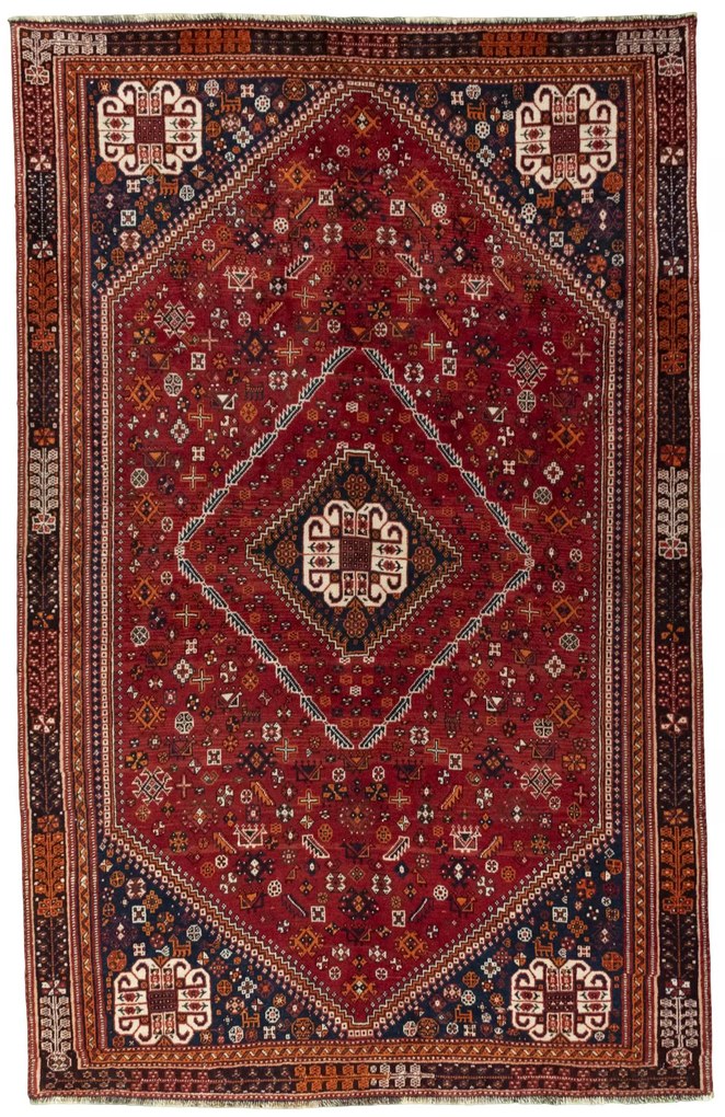 Shiraz Tappeto 160x240 Rosso (Iran) Annodato A Mano