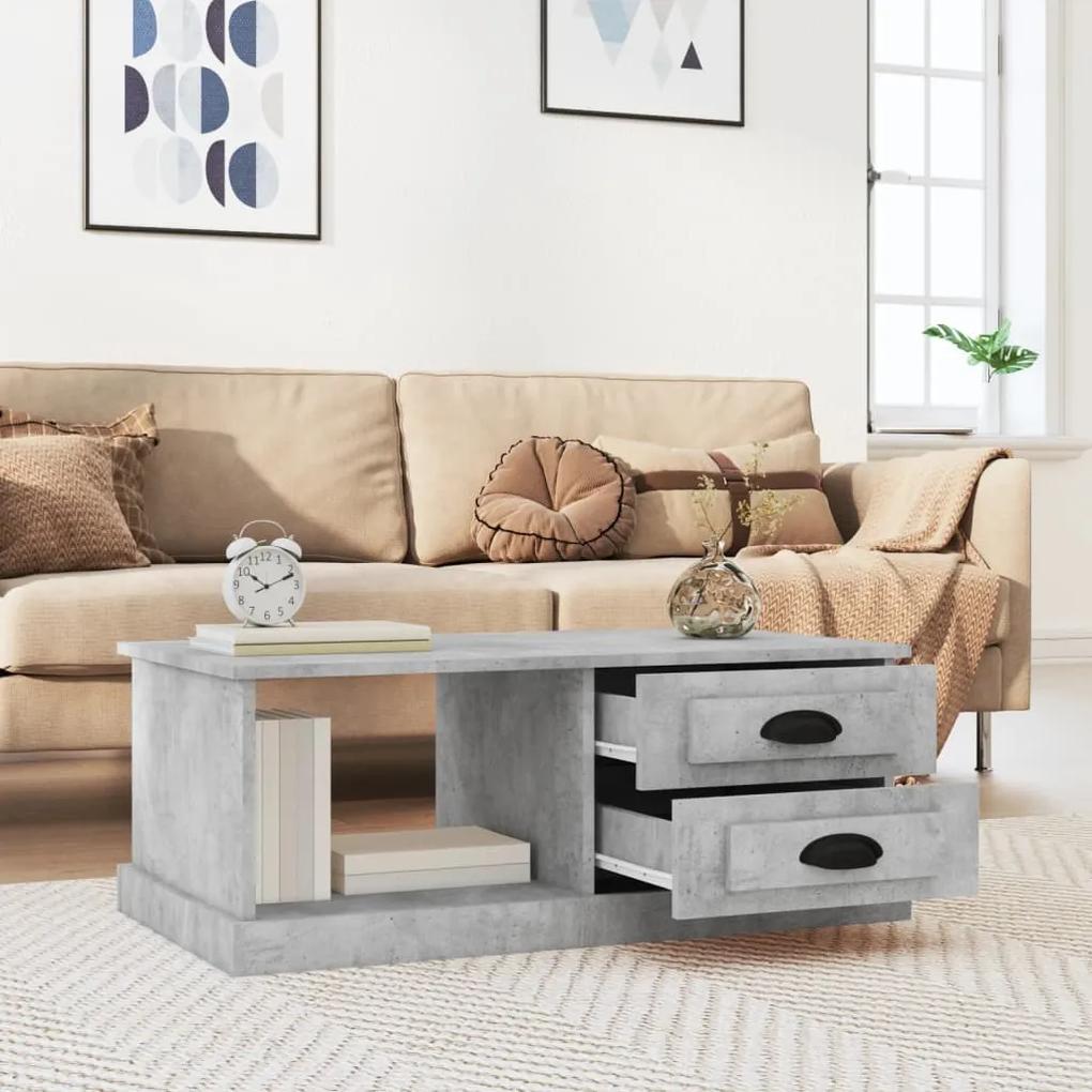 Tavolino salotto grigio cemento 90x50x35 cm legno multistrato