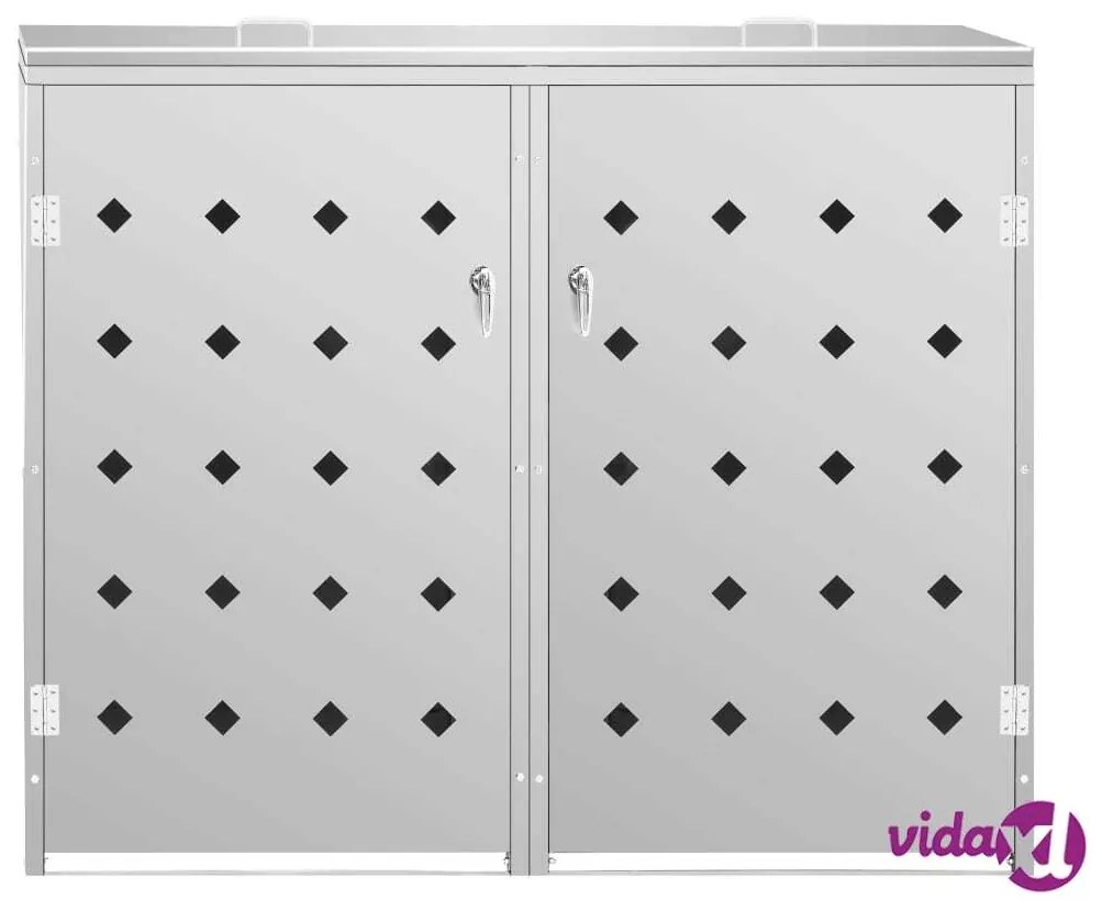 vidaXL Copribidone per Spazzatura Doppio 240 L in Acciaio Inox