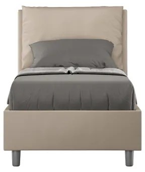 Letto singolo contenitore imbottito 80x210 similpelle tortora Antea