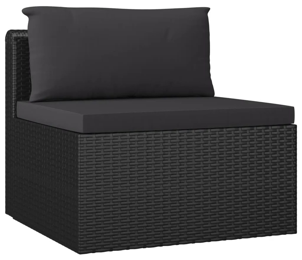 Set Divani da Giardino 9 pz con Cuscini in Polyrattan Nero