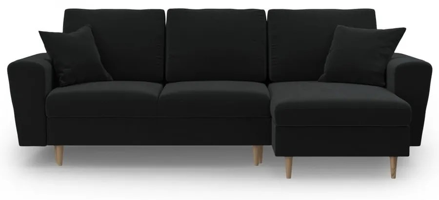 Divano angolare nero allungabile e con contenitore con rivestimento in velluto Kyoto – Cosmopolitan Design