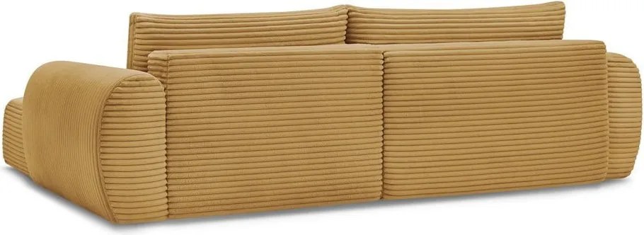 Divano angolare color senape allungabile (con penisola a destra) con rivestimento in velluto a coste Lucien – Bobochic Paris